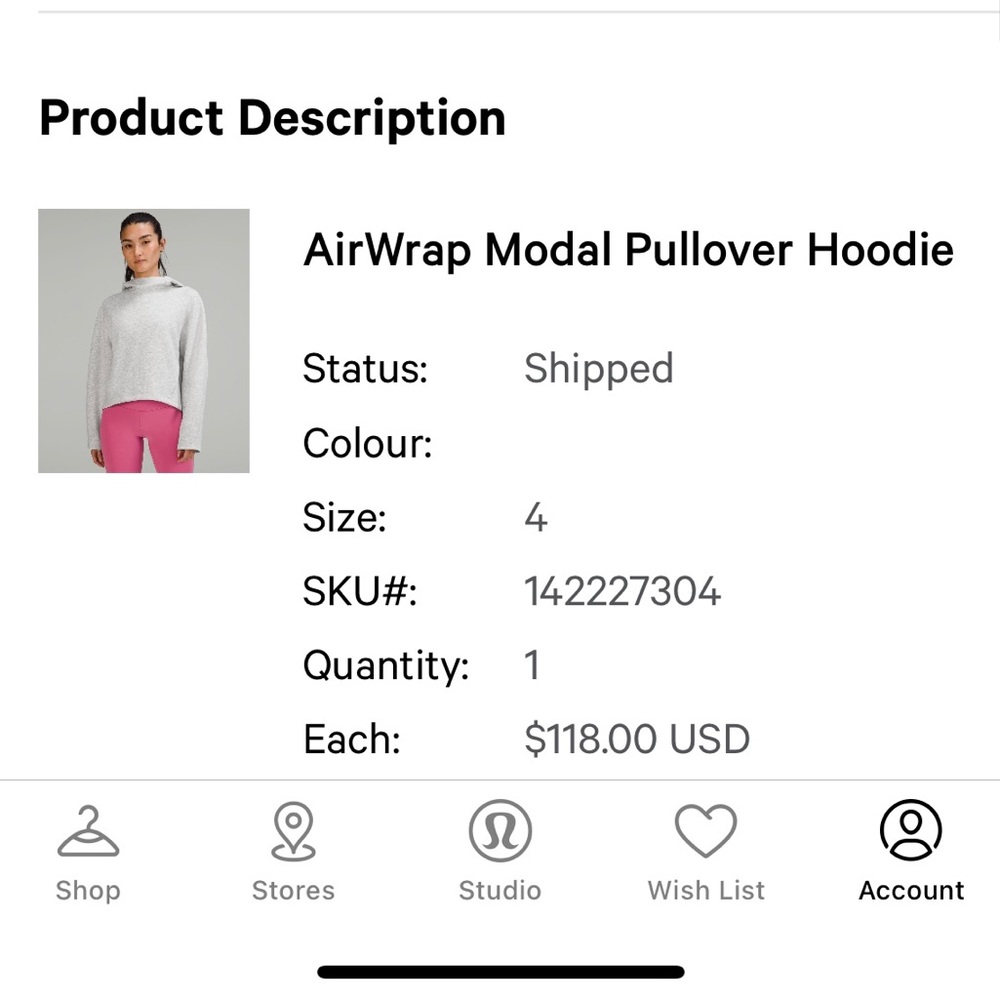 Lululemon Airwrap Modal Pullover Hoodie size 4 . NWOT.